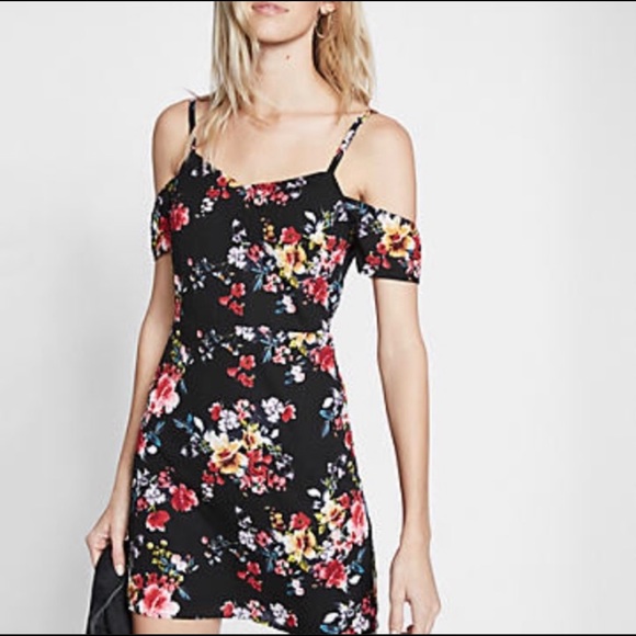 Express Dresses & Skirts - Express Floral cold shoulder dress- never worn